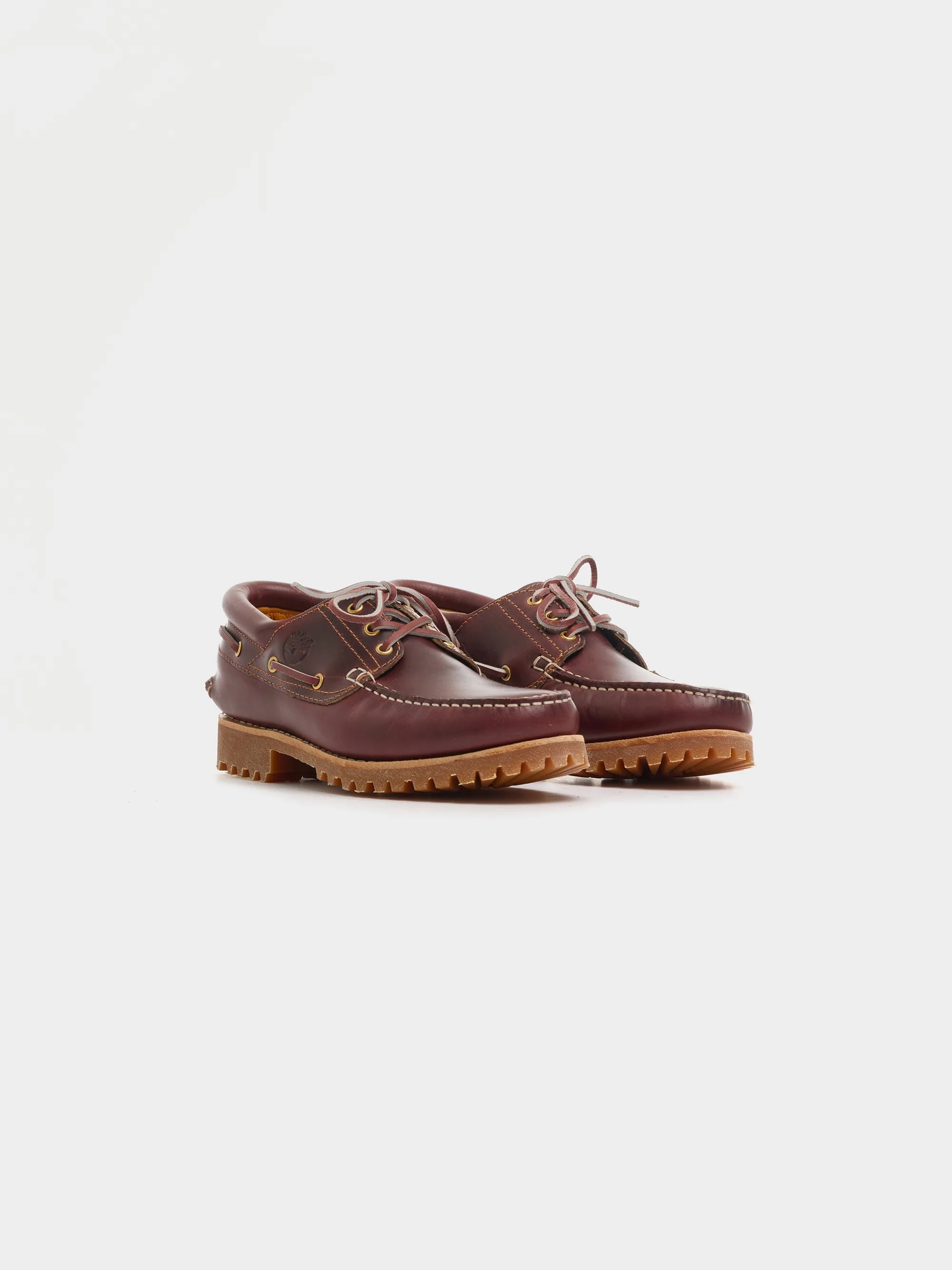 3-Eye Lug Handsewn Boat Shoe, Burgundy