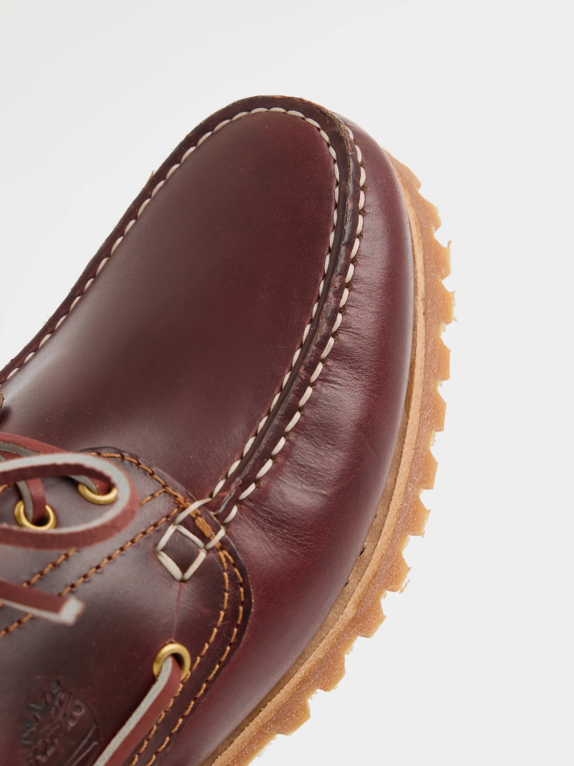 3-Eye Lug Handsewn Boat Shoe, Burgundy