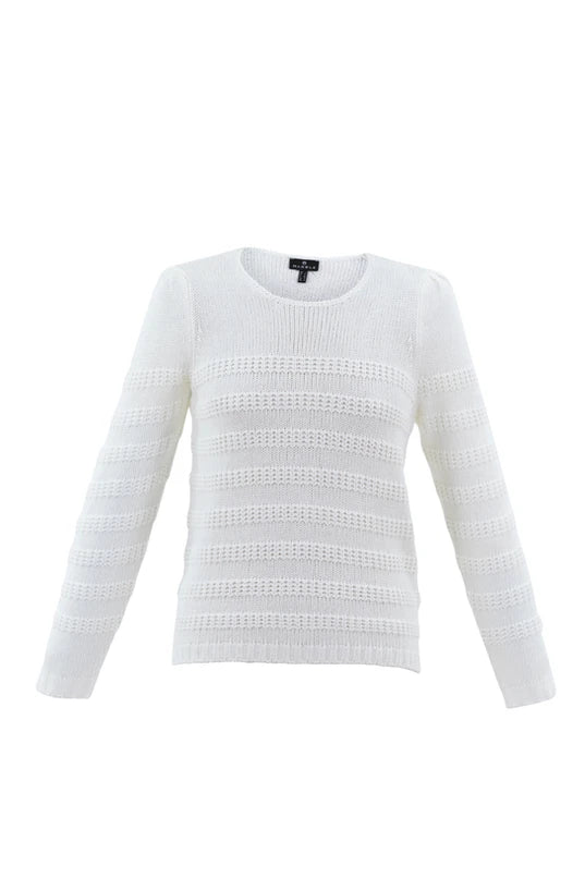 7348- Rib Knit Jumper-White- Marble