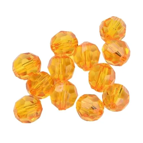 Acrylic Beads, Round, Faceted, Dark Orange, 12mm