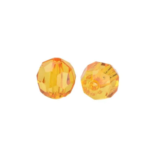 Acrylic Beads, Round, Faceted, Dark Orange, 12mm