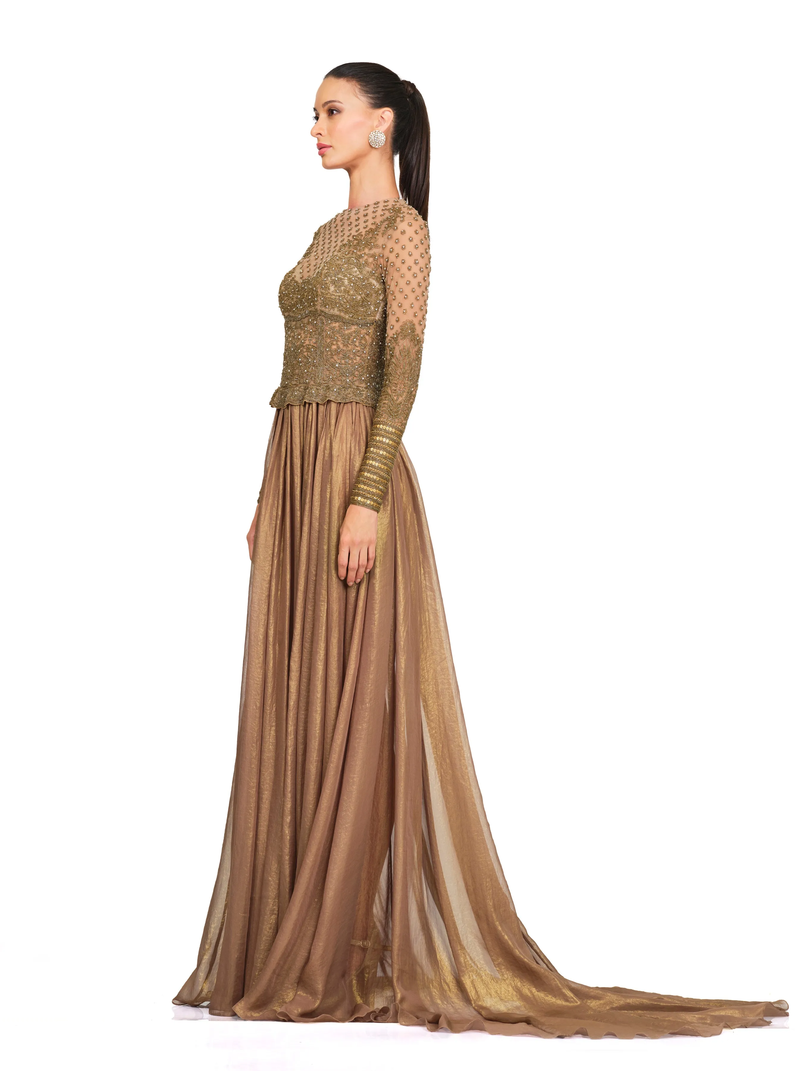 Antique Gold Embroidered Gown