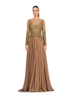 Antique Gold Embroidered Gown