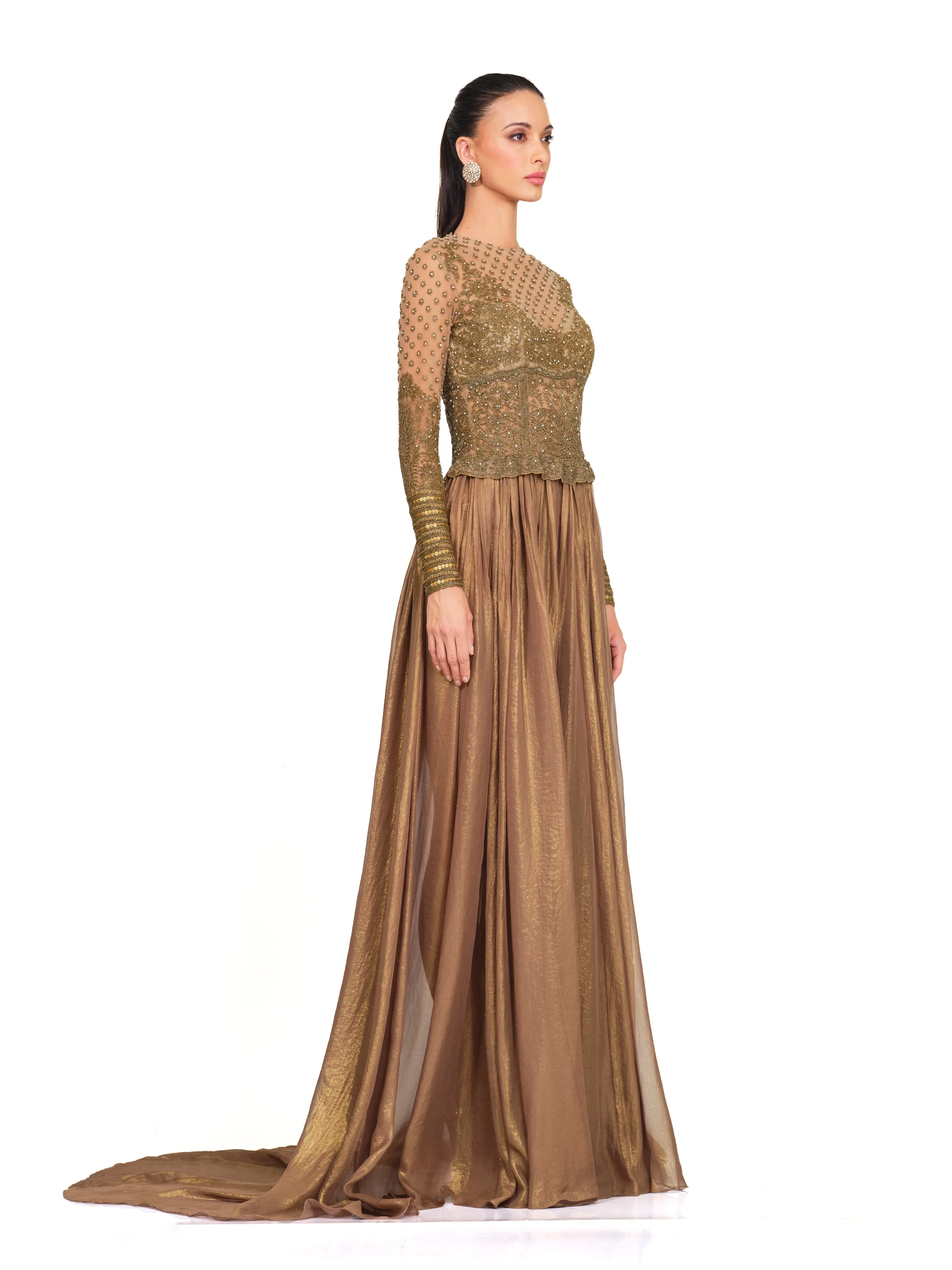 Antique Gold Embroidered Gown