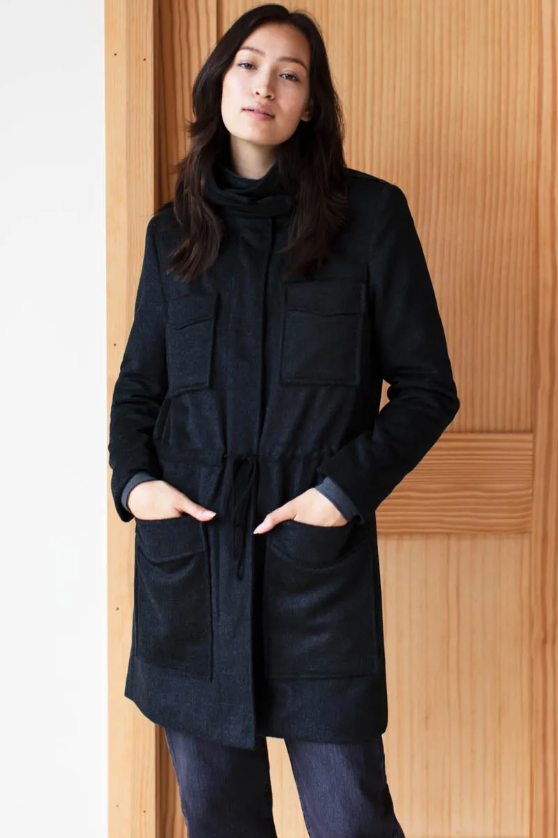 Army Coat - Charcoal Wool Cashmere