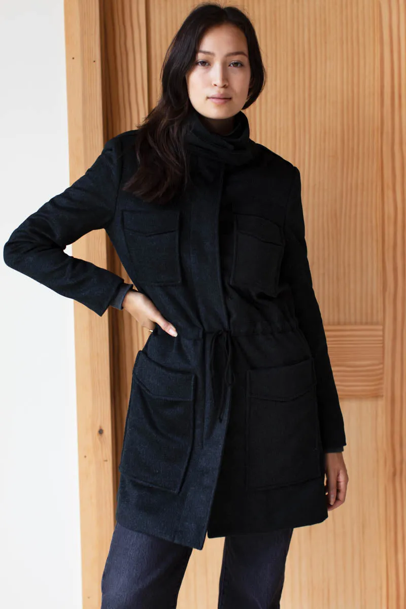 Army Coat - Charcoal Wool Cashmere