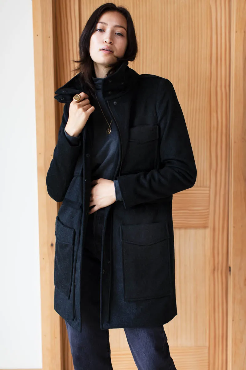 Army Coat - Charcoal Wool Cashmere