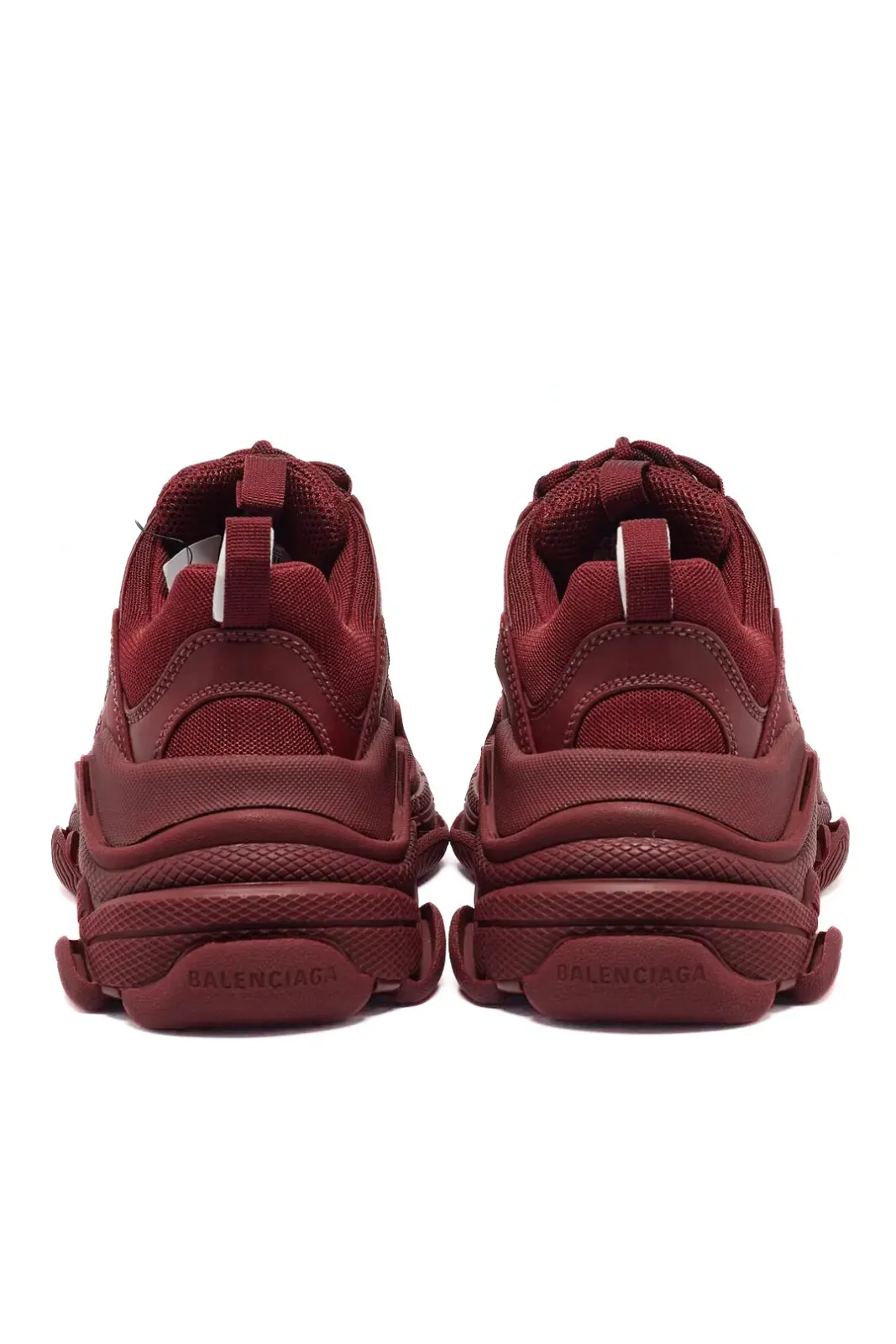 Balenciaga Burgundy Mesh and Nubuck Leather Triple S Lace Up Sneakers