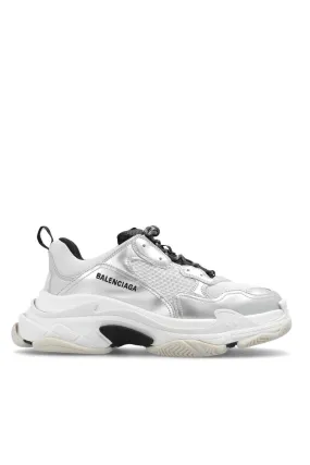 Balenciaga Triple S Lace-Up Sneakers Grey Metallize