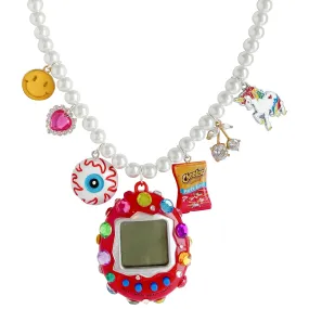 Bedazzled Cyber Pet Charm Necklace