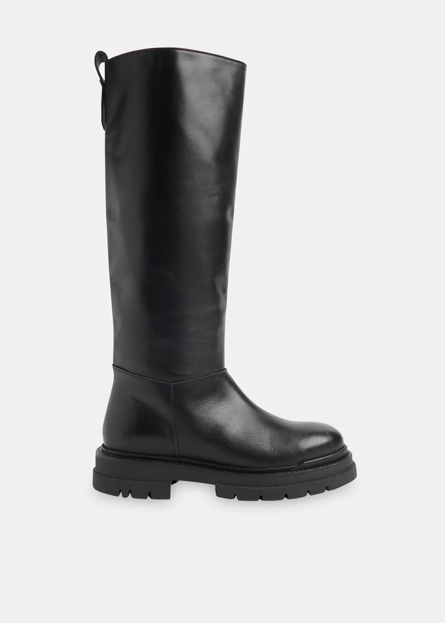 Black Maceo Lug Sole Knee High Boot