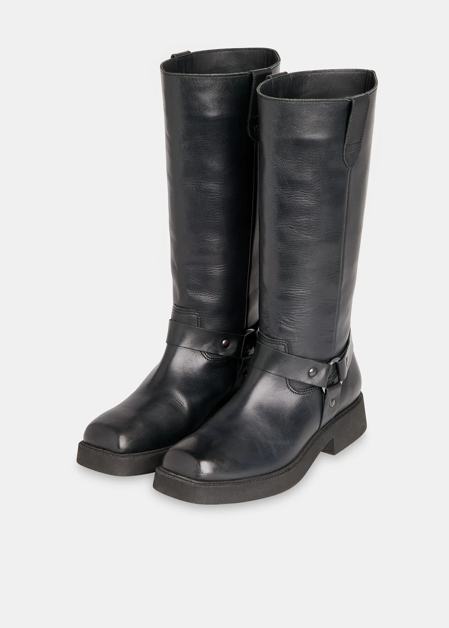 Black Matteo Knee High Biker Boot