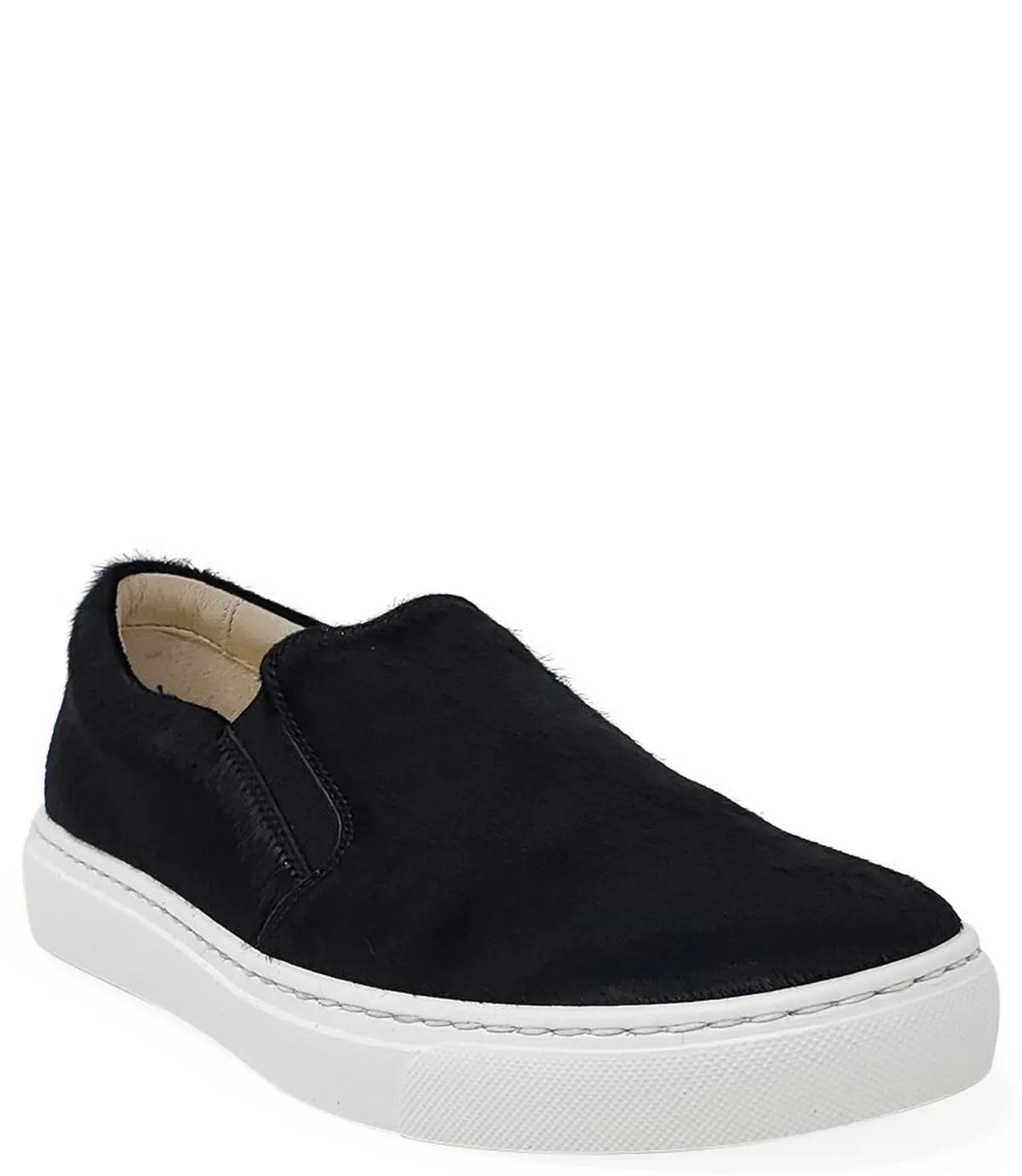 Black Short Hair Calf Slip On Sneaker - Black