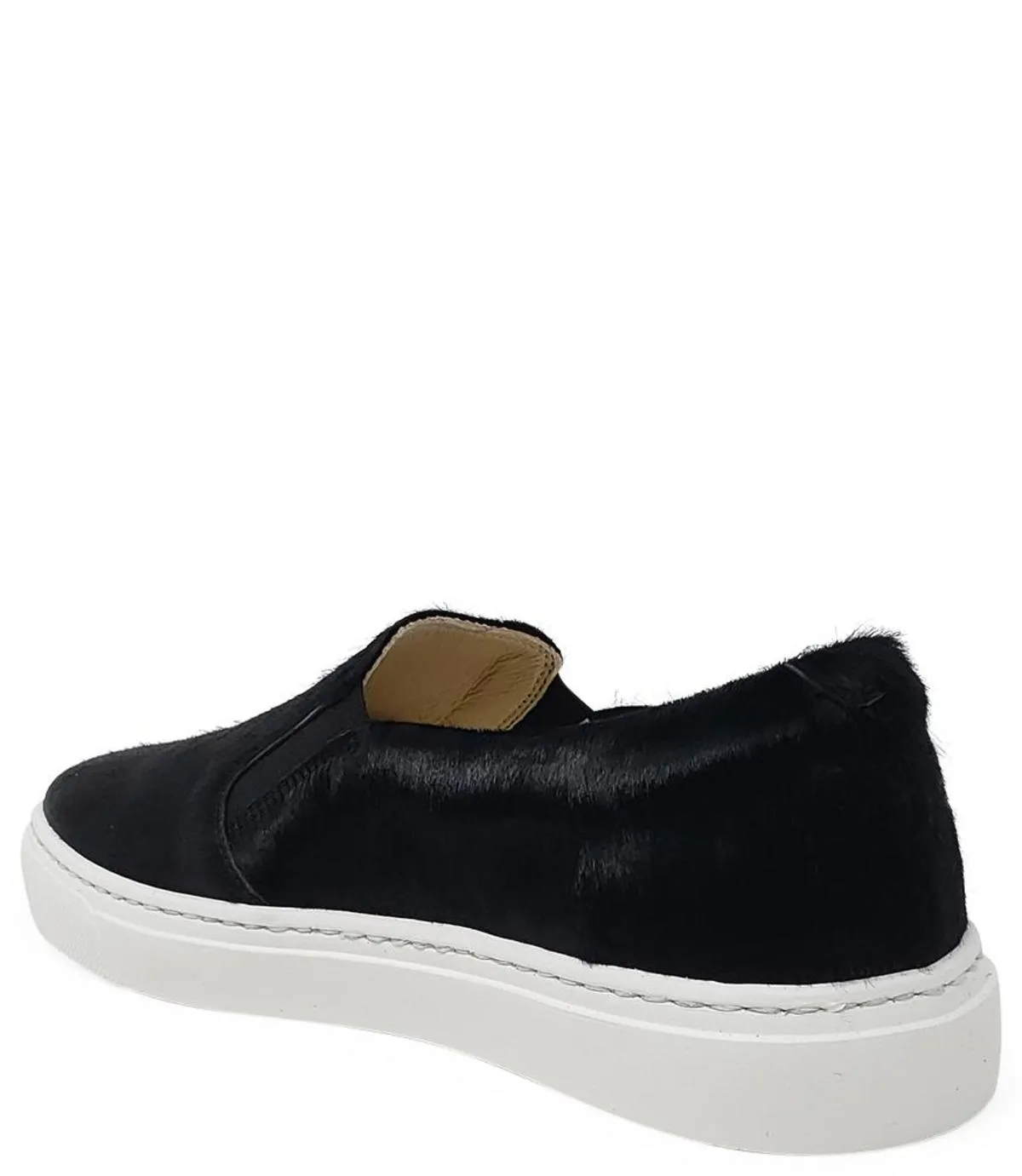 Black Short Hair Calf Slip On Sneaker - Black