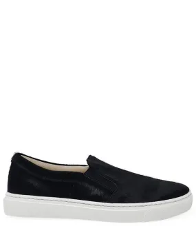 Black Short Hair Calf Slip On Sneaker - Black