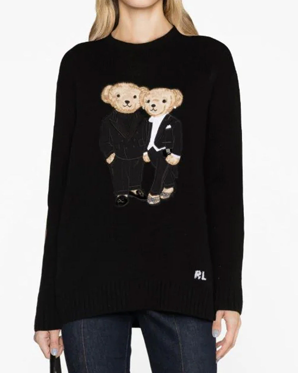 Black Tuxedo Bear Crewneck Sweater