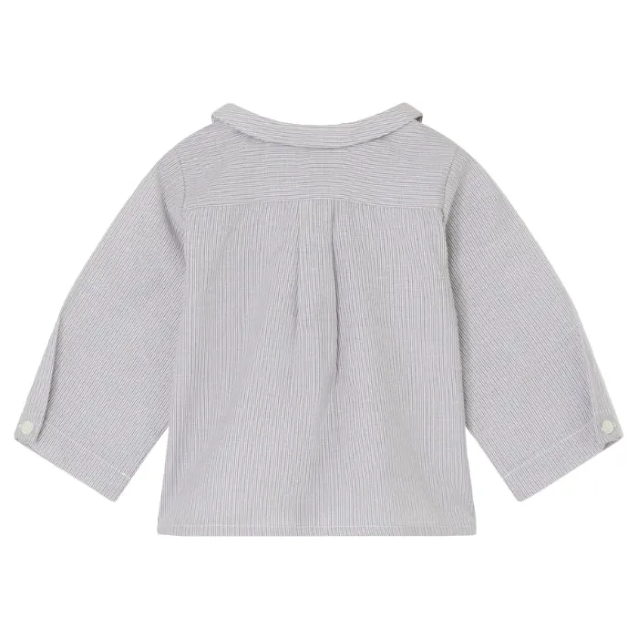 Bonpoint Baby Boubou Shirt Grey Stripes