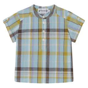 Bonpoint Baby Emilio Shirt Turquoise Plaid