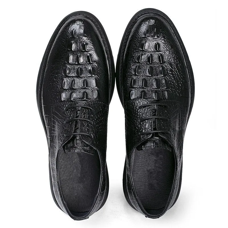 British Style Men's Thick Bottom Height Increasing Non-Slip Dress Shoes