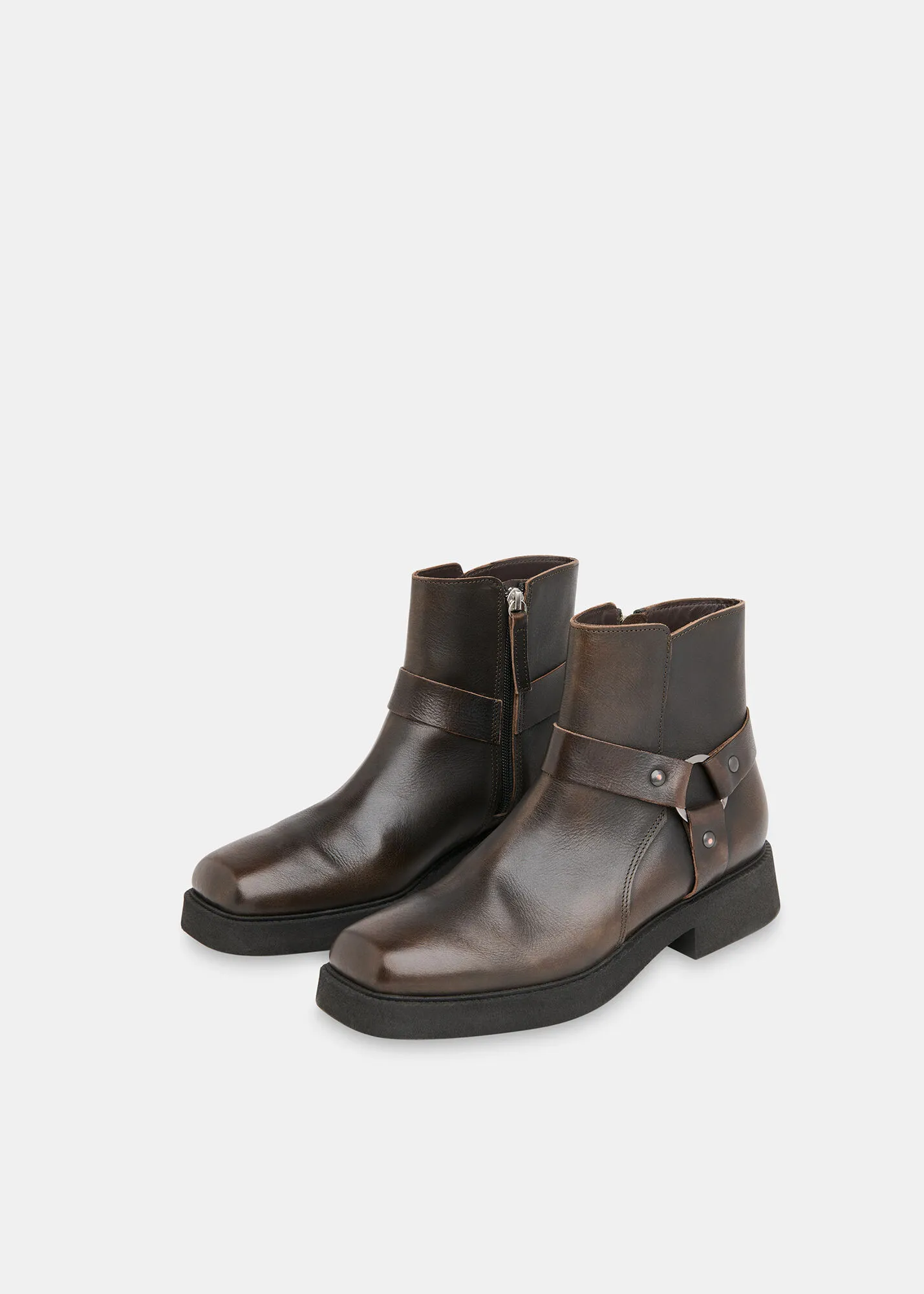 Brown Matteo Burnished Biker Boot