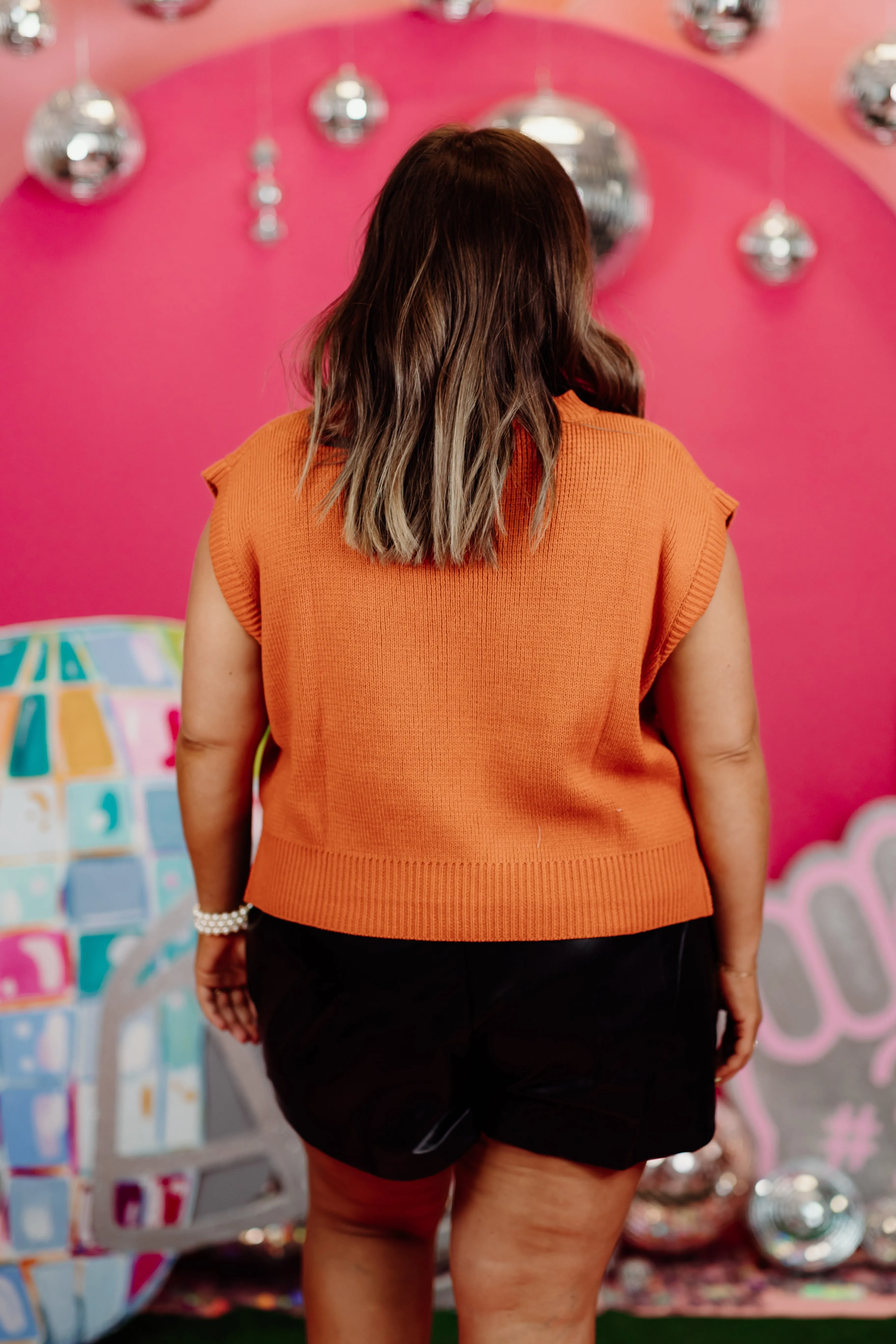 Burnt Orange Sequin Gameday Sleeveless Sweater