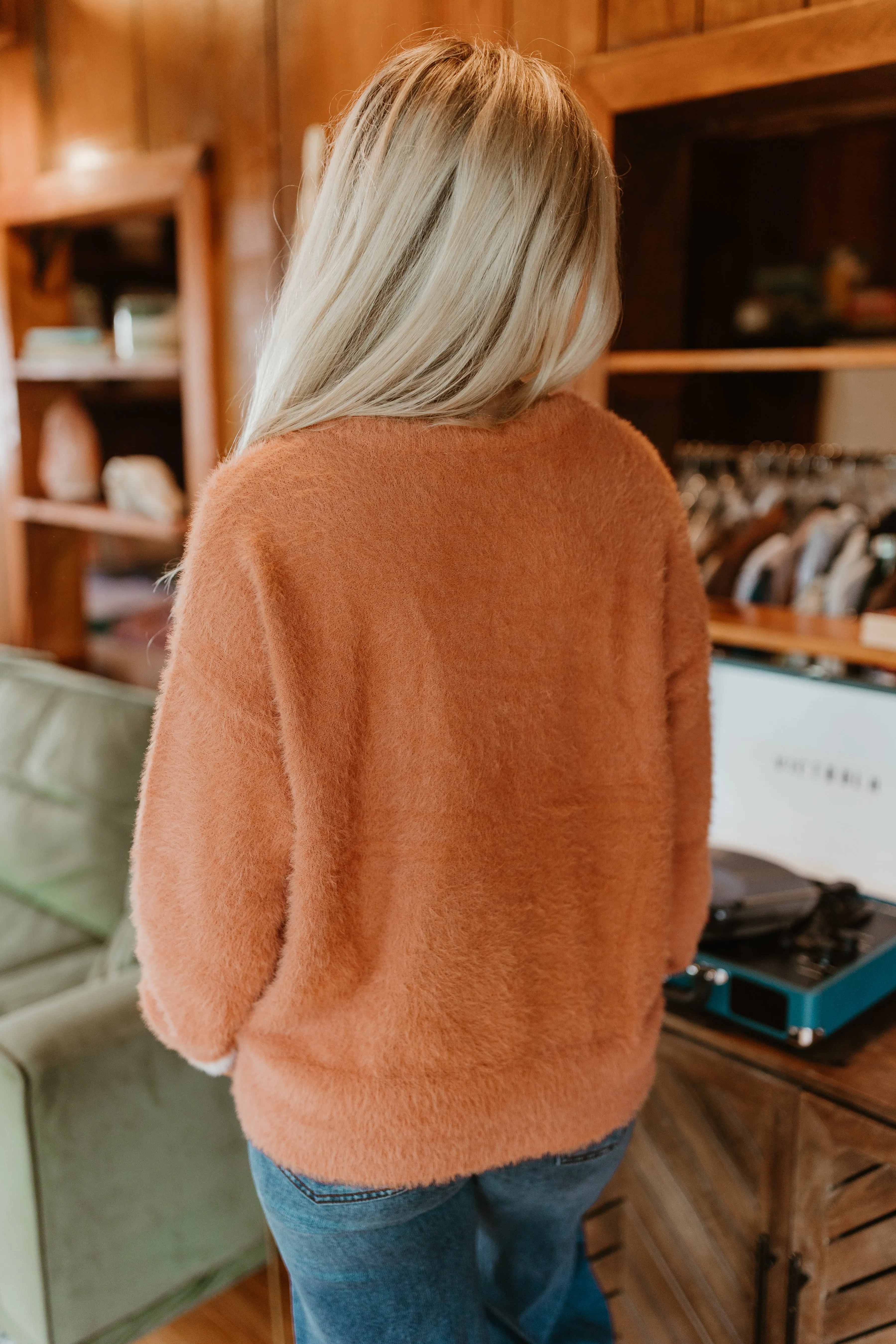 Burnt Orange Thankful Long Sleeve Sweater