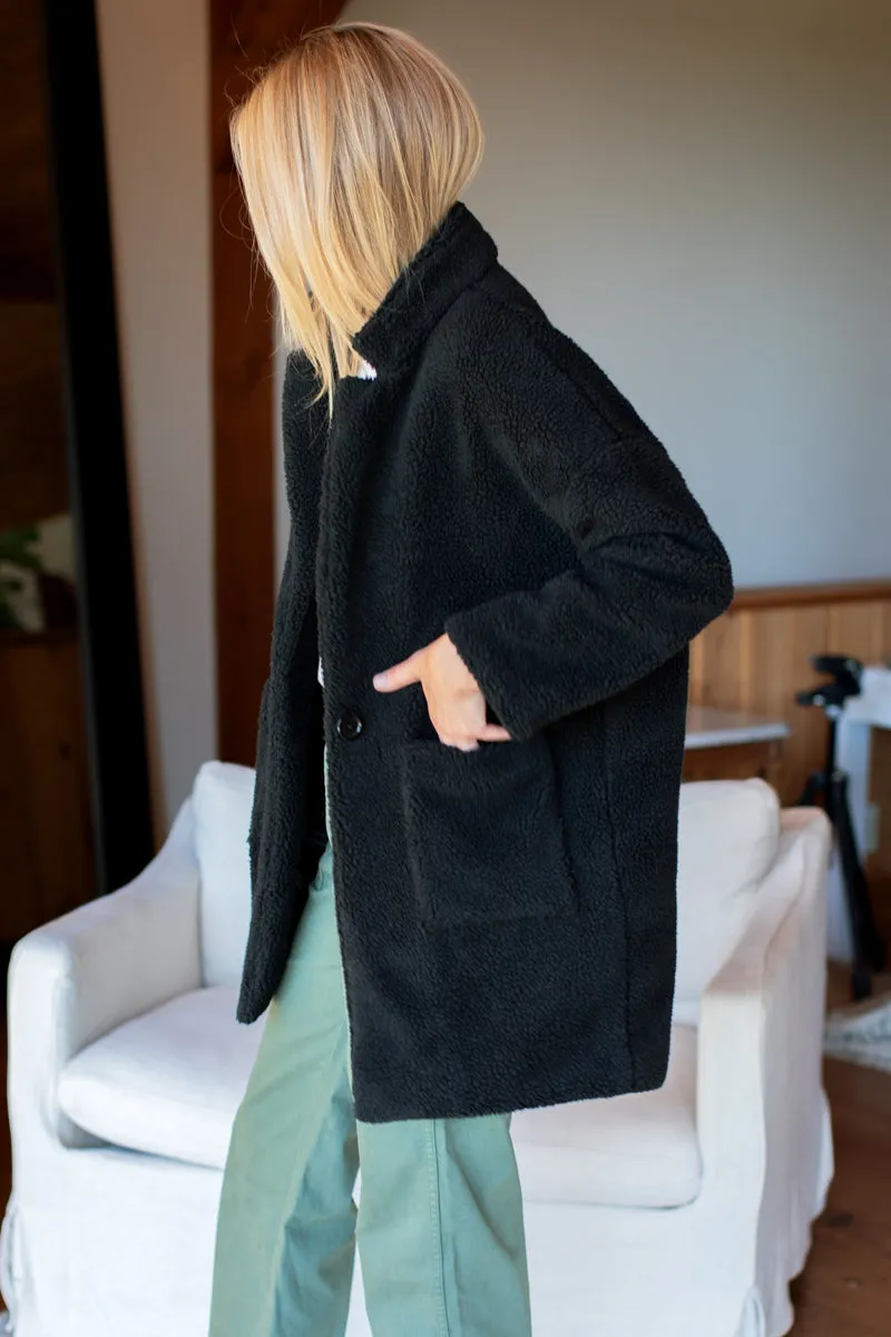 Car Coat - Black Sherpa