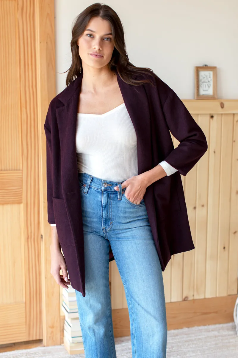 Car Coat - Plum Wool