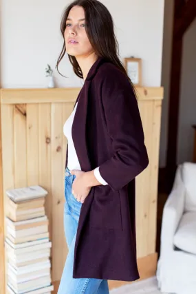 Car Coat - Plum Wool