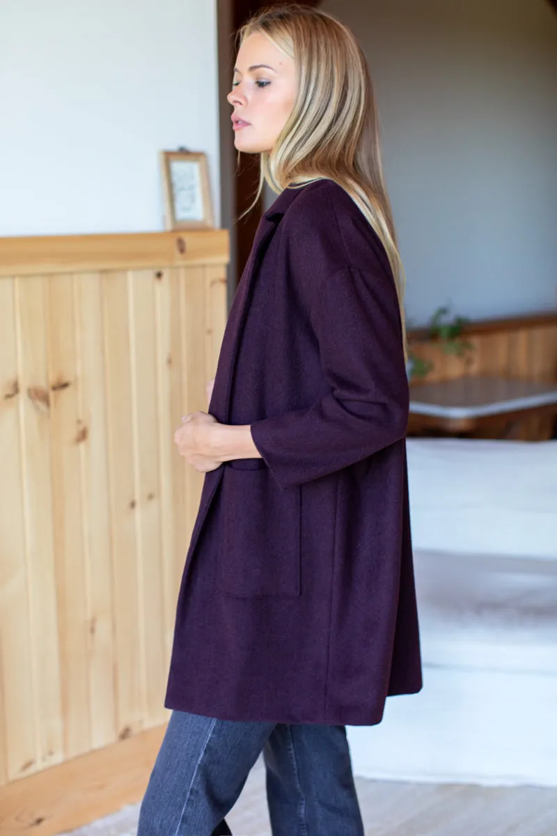 Car Coat - Plum Wool