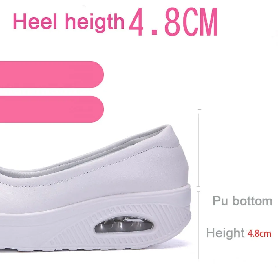 Casual Gray Color Round Toe Slip-on Flat Platform Shoes for Women