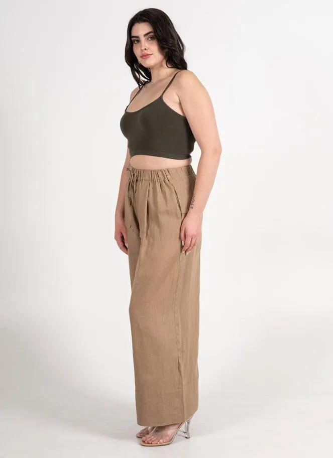 C'est Moi Linen Wide Leg Pants In Copper