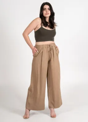 C'est Moi Linen Wide Leg Pants In Copper