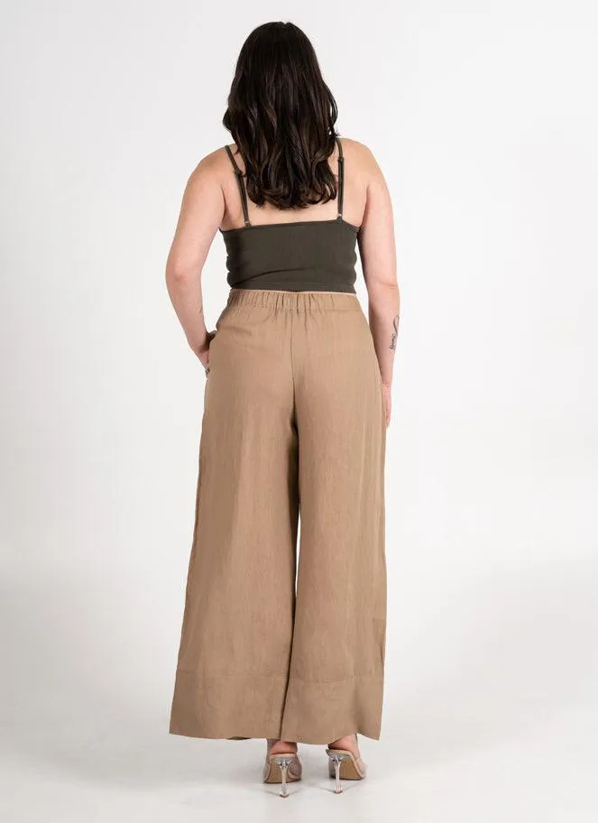 C'est Moi Linen Wide Leg Pants In Copper