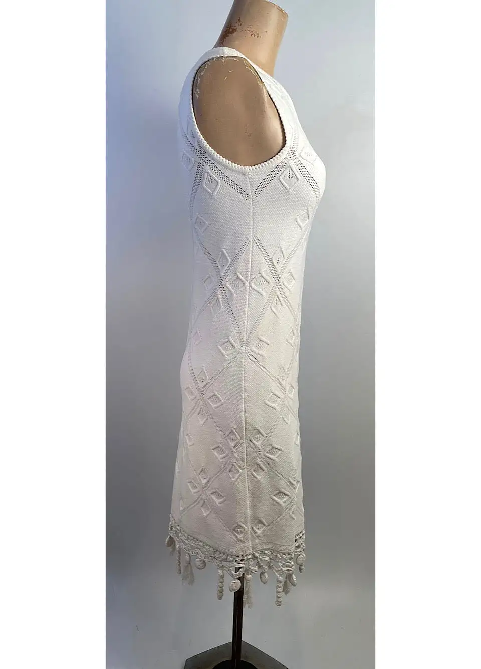 Chanel White 05S, 2005 Summer Resort Woven Crochet Sumner Dress US 2/4