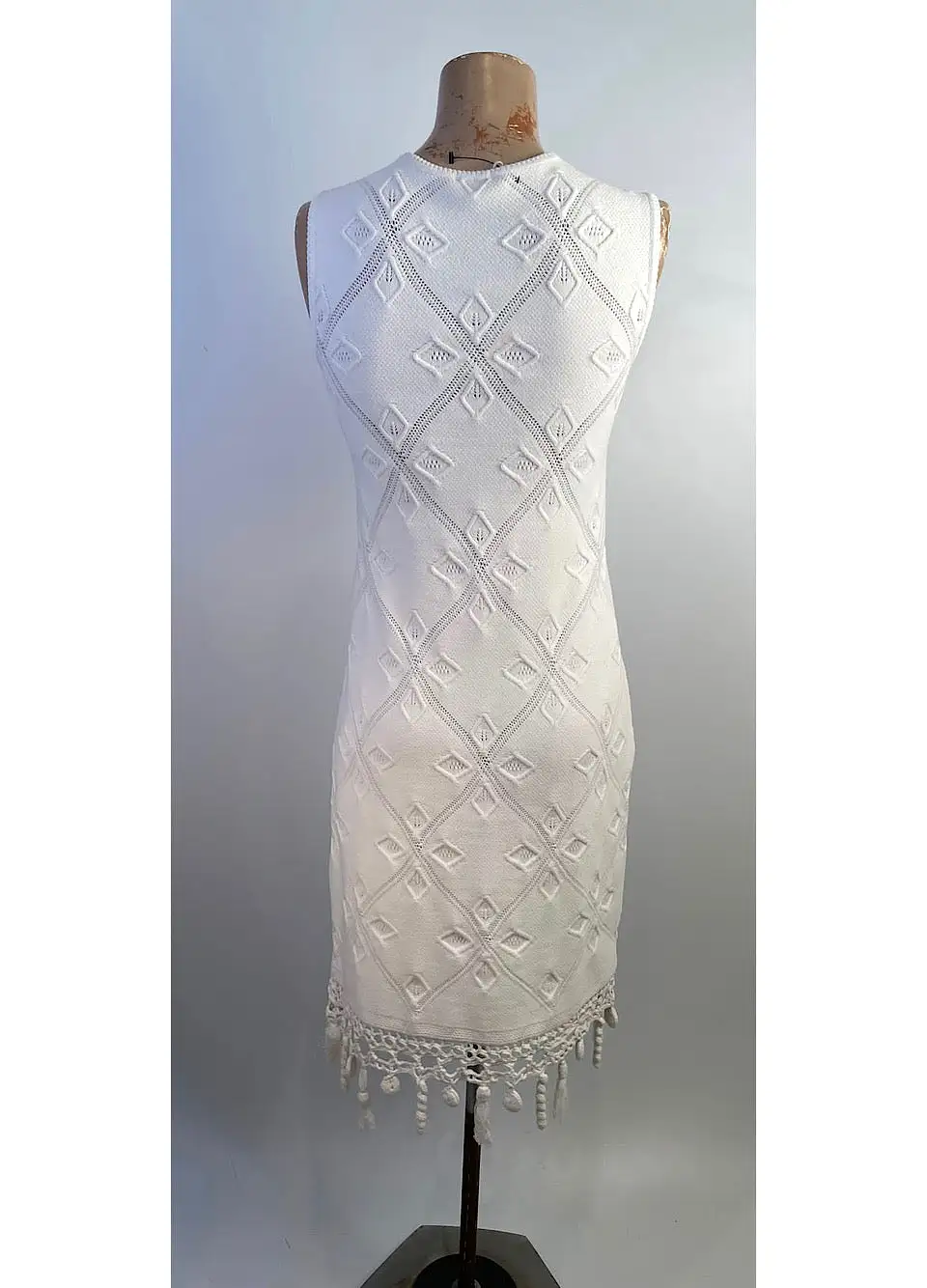 Chanel White 05S, 2005 Summer Resort Woven Crochet Sumner Dress US 2/4