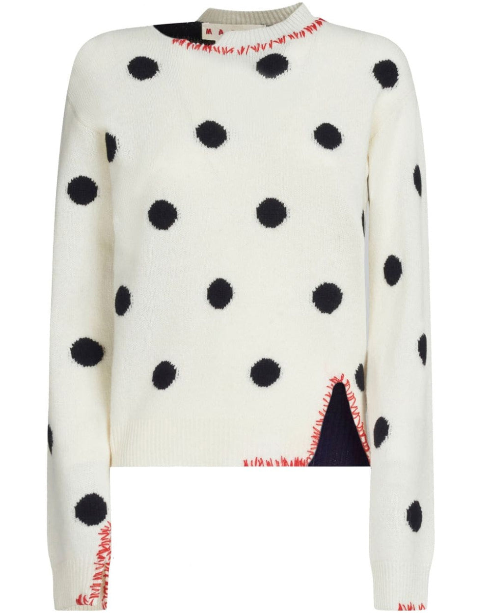 Cream Distressed Polka Dot Sweater