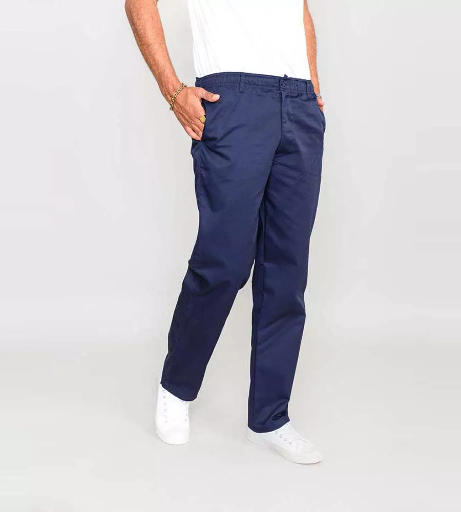 D555 Mens Navy Rugby Trousers Pants Full Elasticated Waist (BASILIO NAVY)