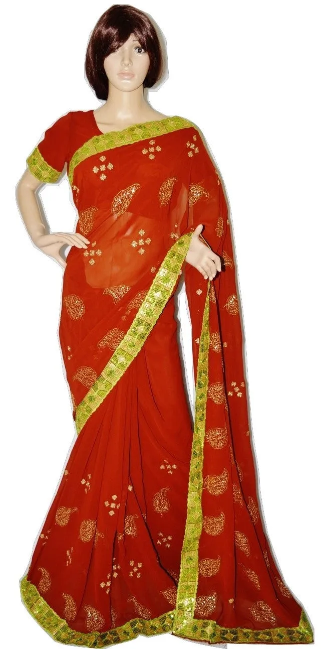 Designer Partywear Saree With Prestitched Blouse