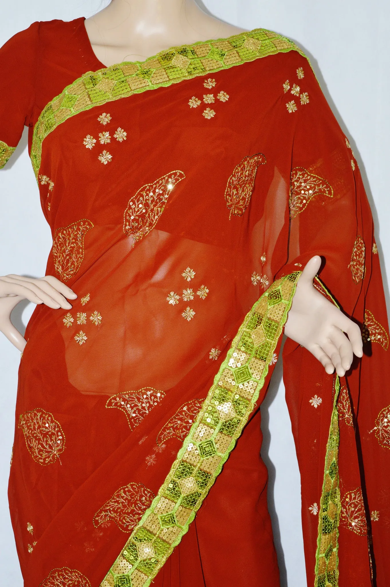 Designer Partywear Saree With Prestitched Blouse