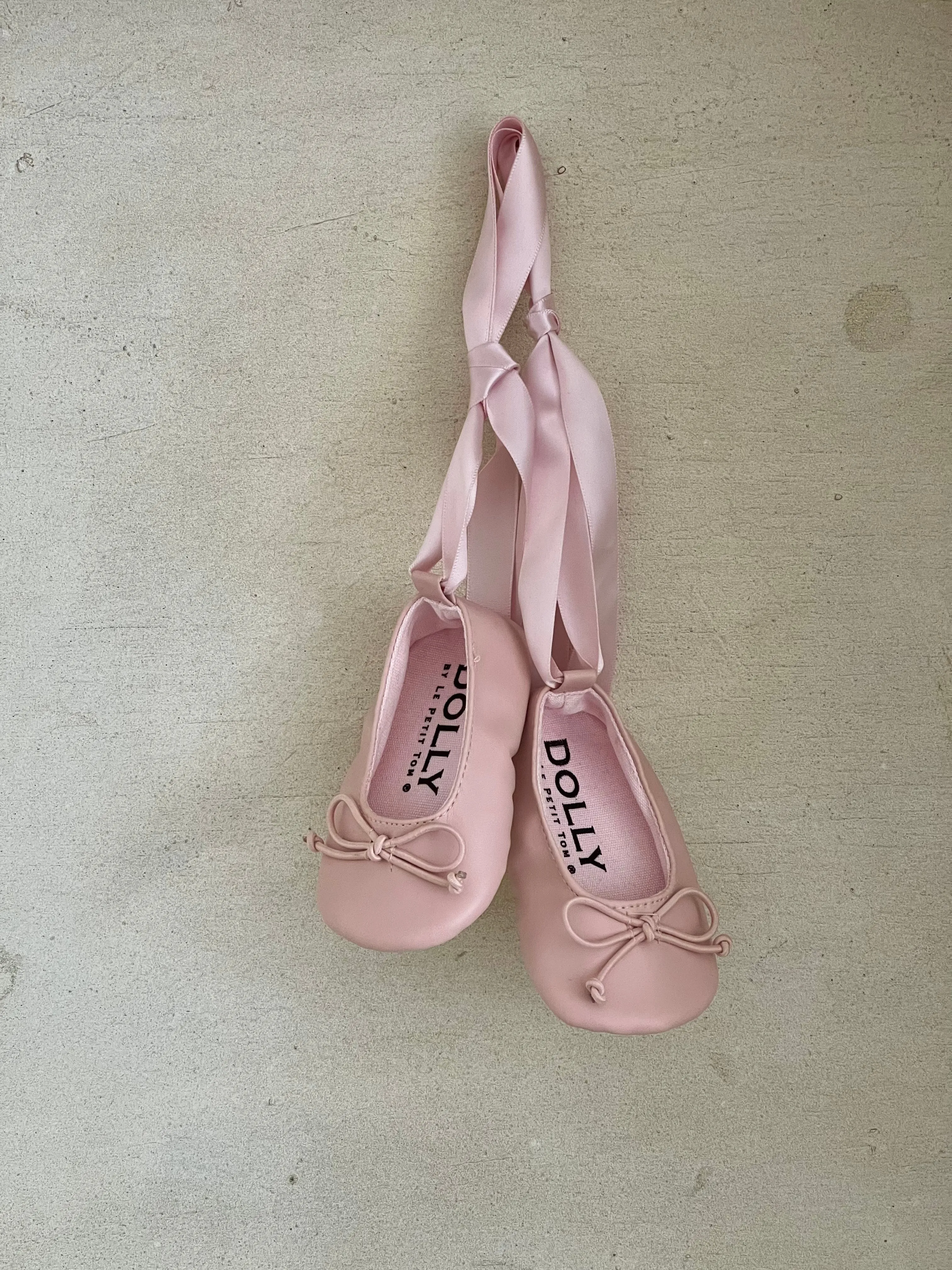 DOLLY by Le Petit Tom  BABY BALLERINAS WITH RIBBONS pink