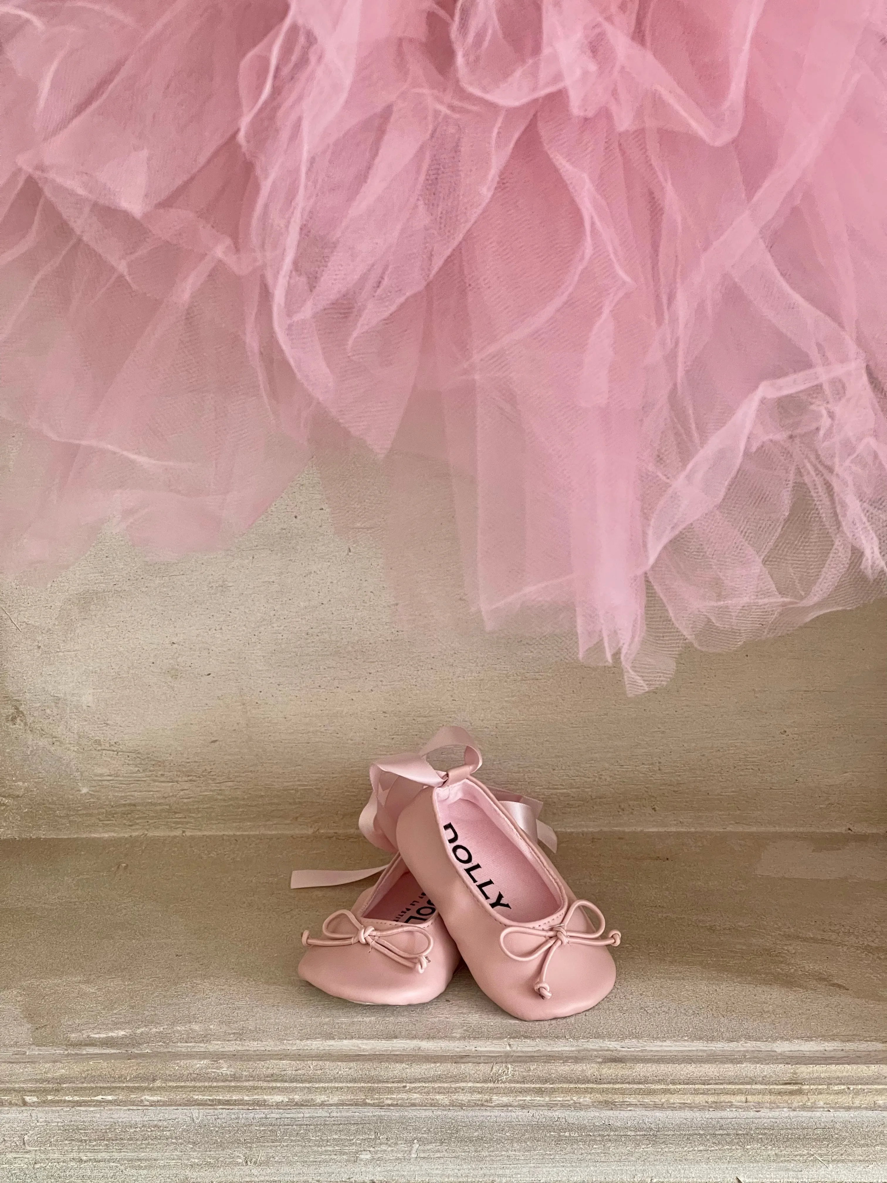 DOLLY by Le Petit Tom  BABY BALLERINAS WITH RIBBONS pink