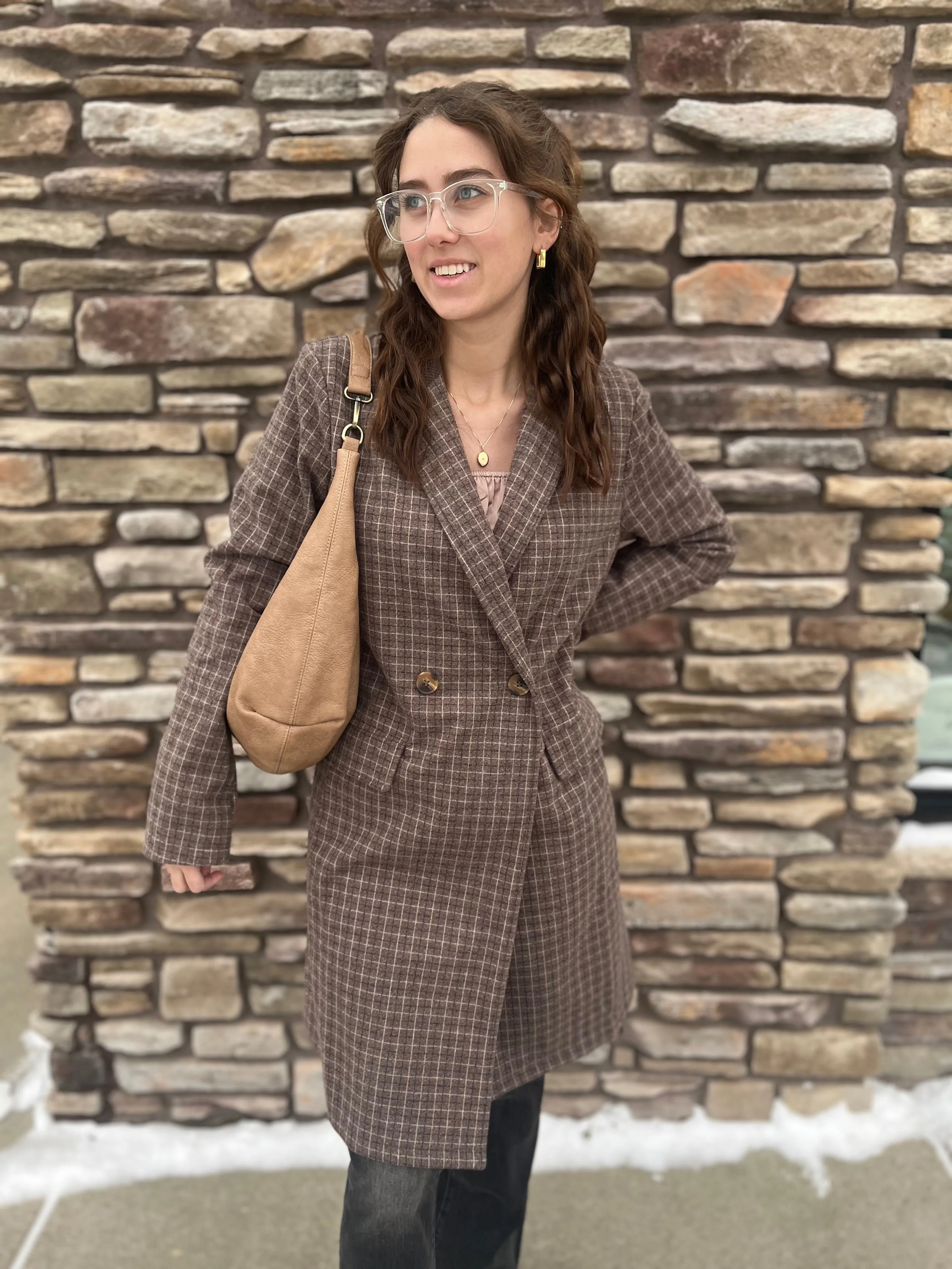 Double Breasted Coat | Pockets | Brown