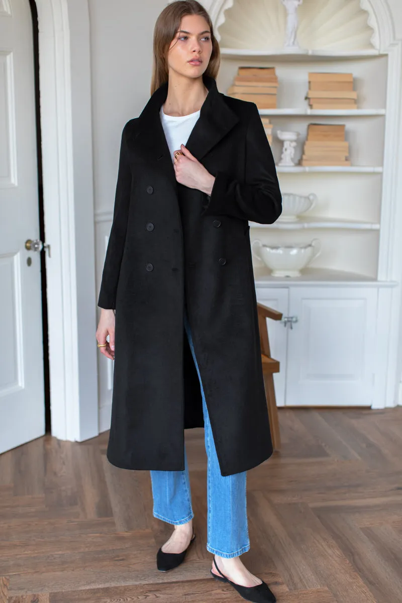 Double Button Coat - Black