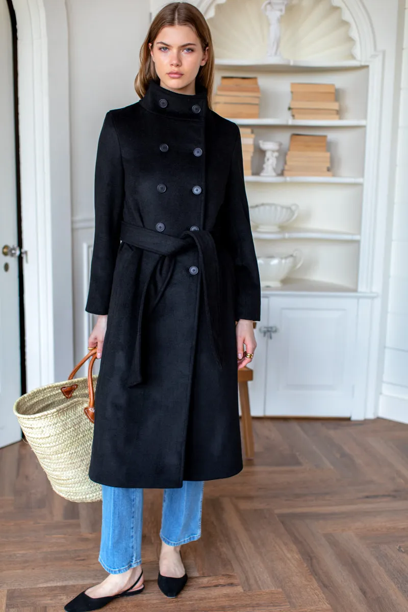 Double Button Coat - Black