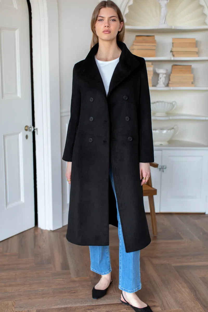 Double Button Coat - Black