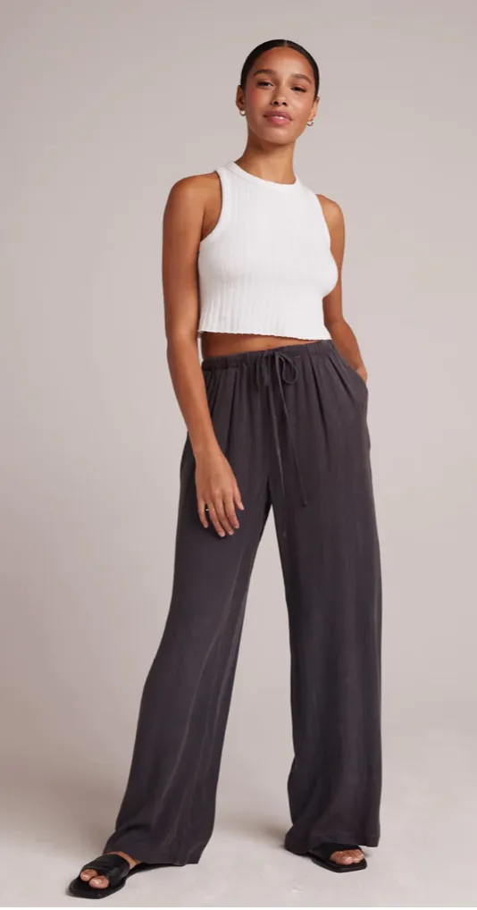 Easy Pleated Wide Leg Pant-  Slate Charcoal