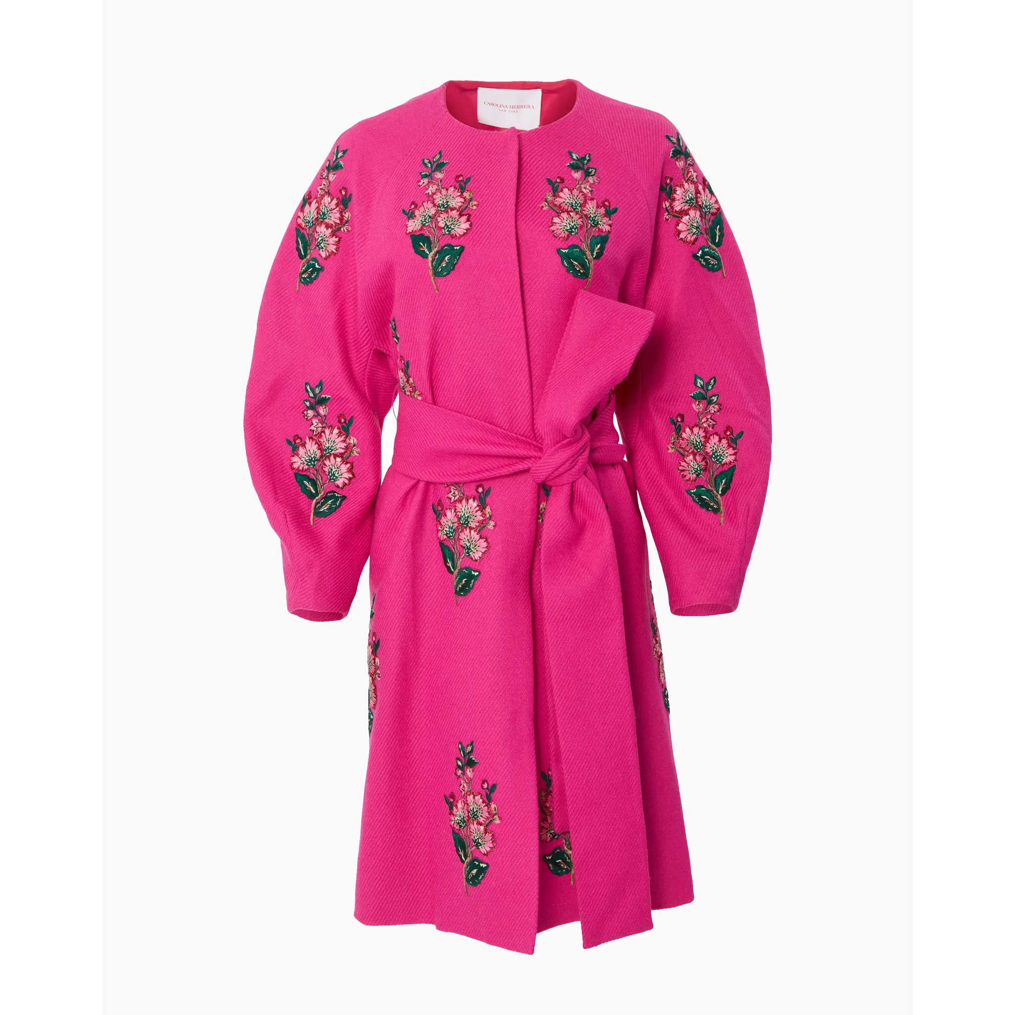 Embellished A-Line Coat with Belt | Cerise Pink Mul