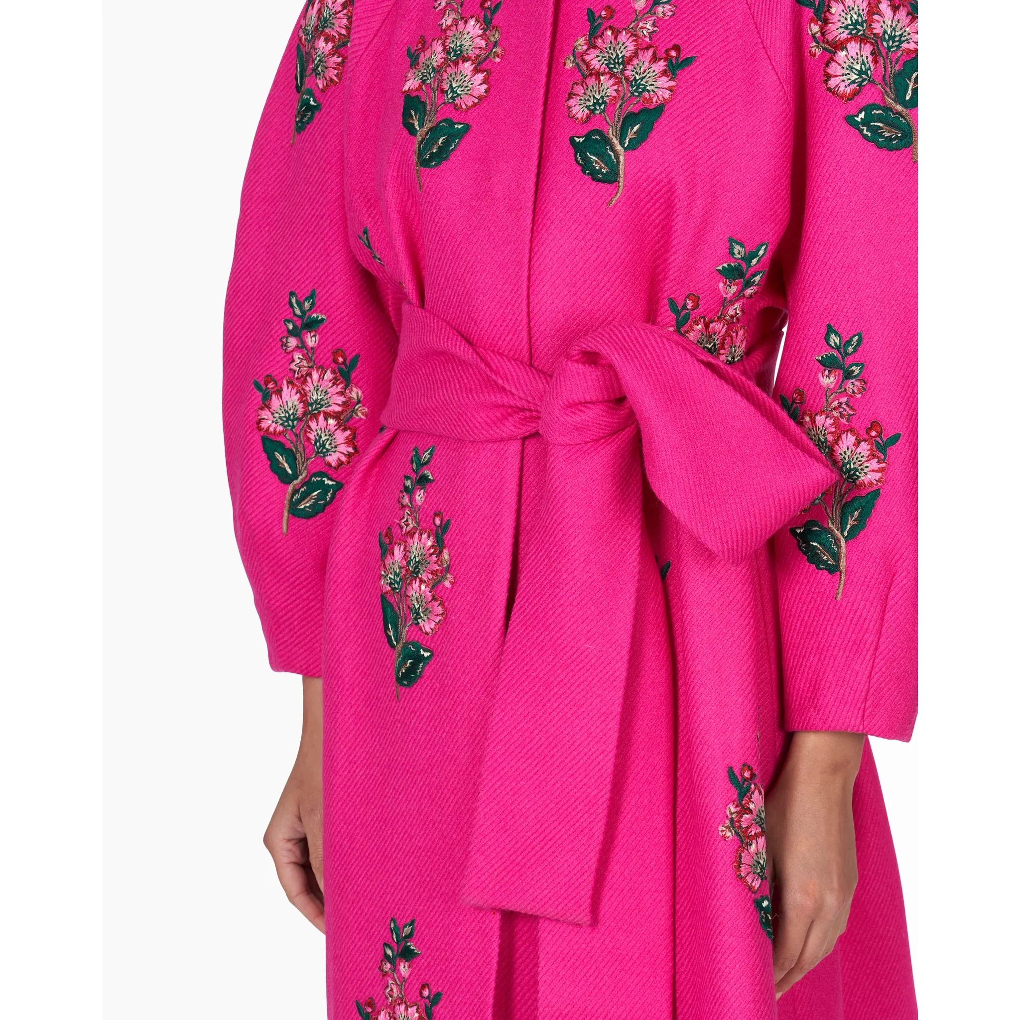 Embellished A-Line Coat with Belt | Cerise Pink Mul