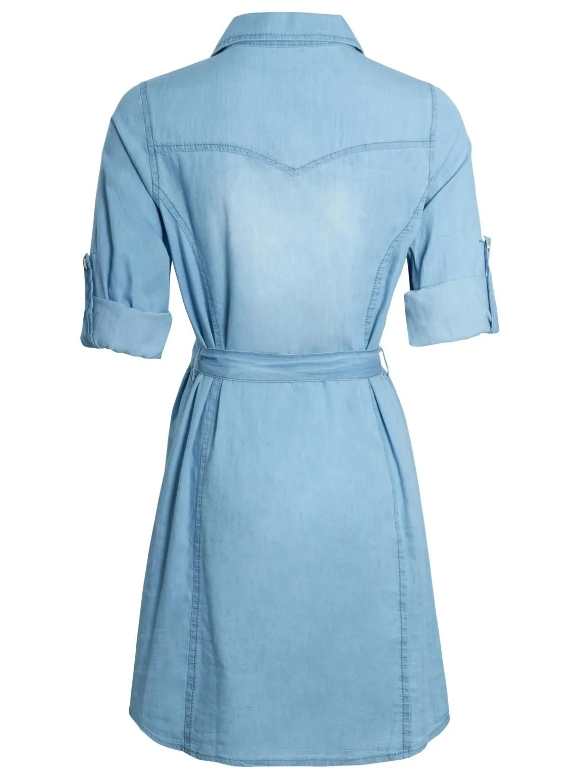 Embellished Cotton Denim Shirt Dress, Light Blue, UK Sizes 8 to 14